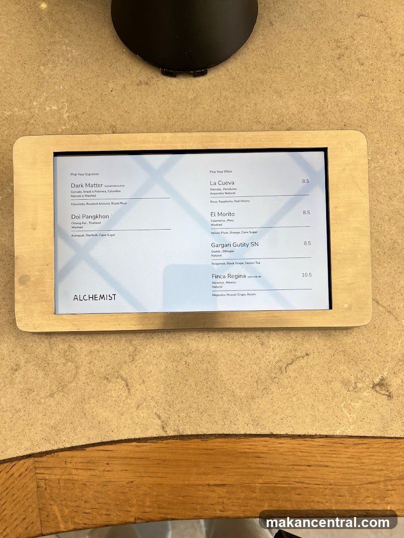 Alchemist Coffee Menu