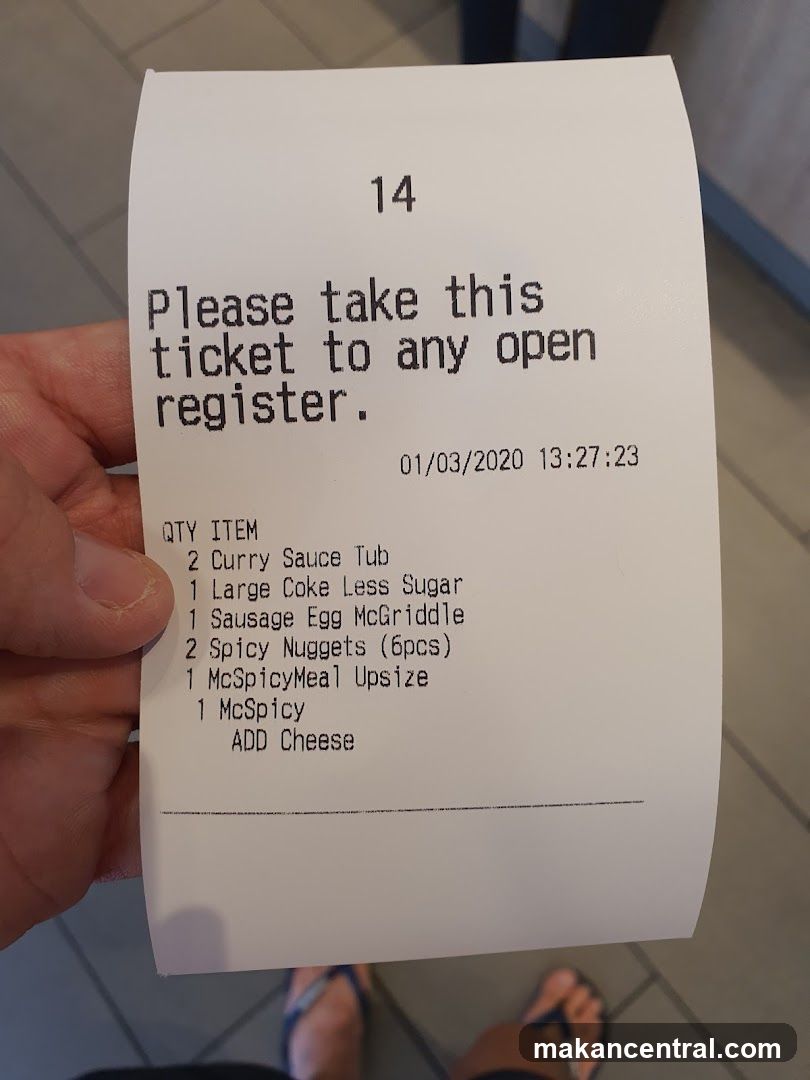 Receipt Held by Customer