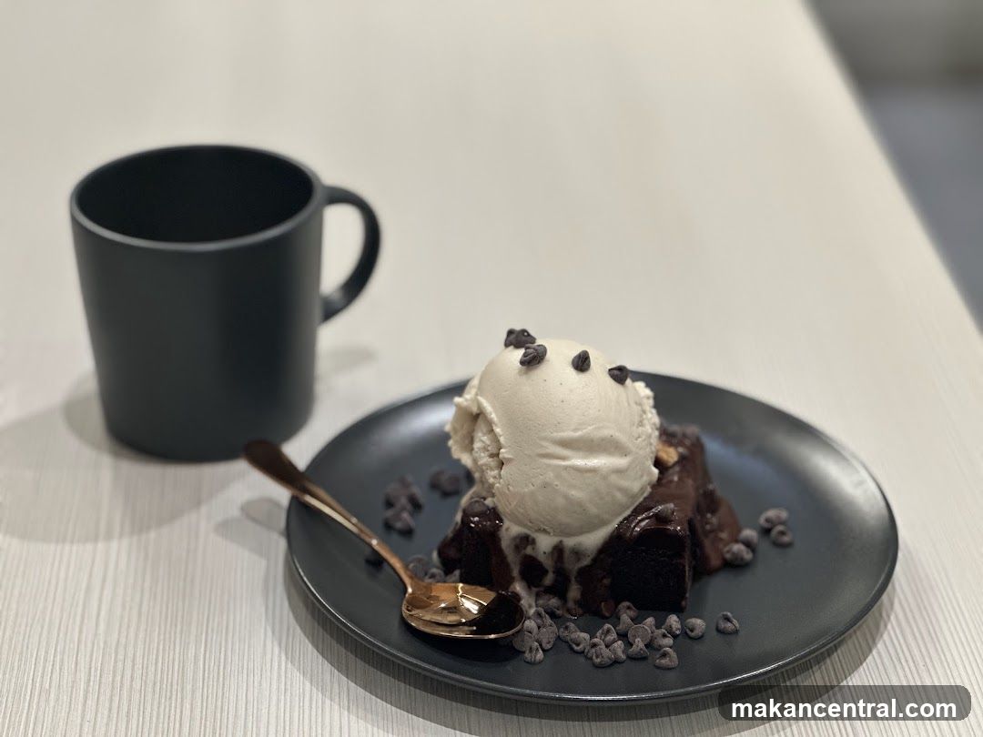 Dessert and beverage on table