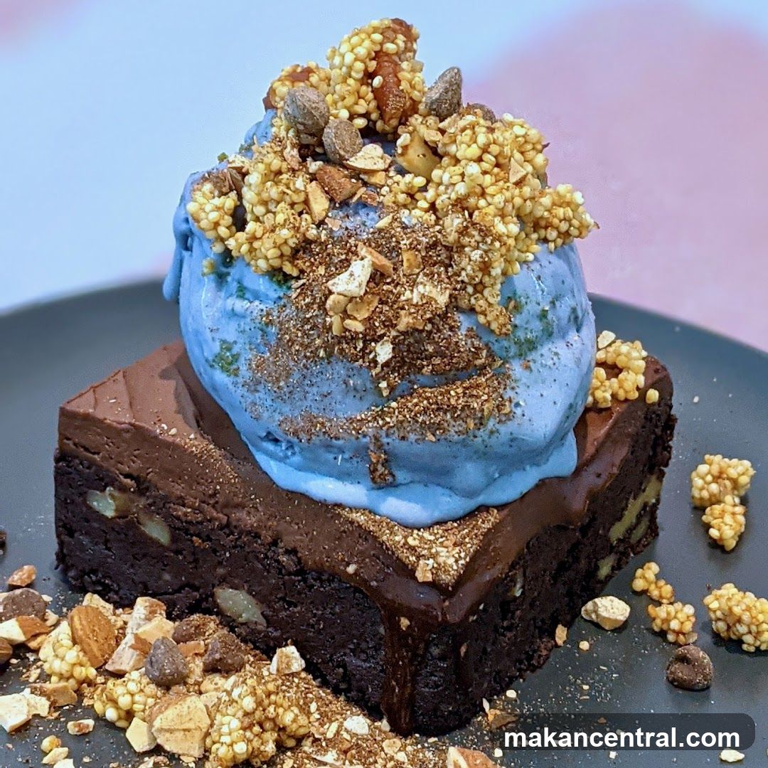 Chocolate Brownie with Blue Ice Cream