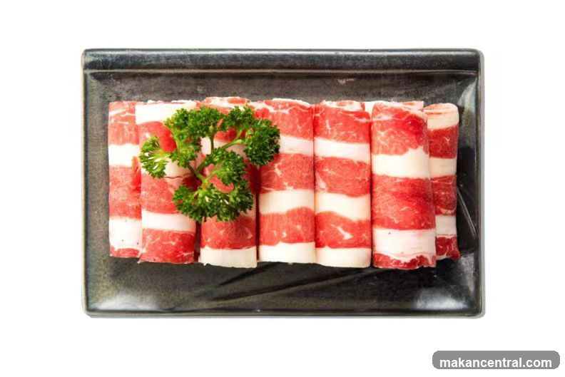 Raw Meat Slices on Plate