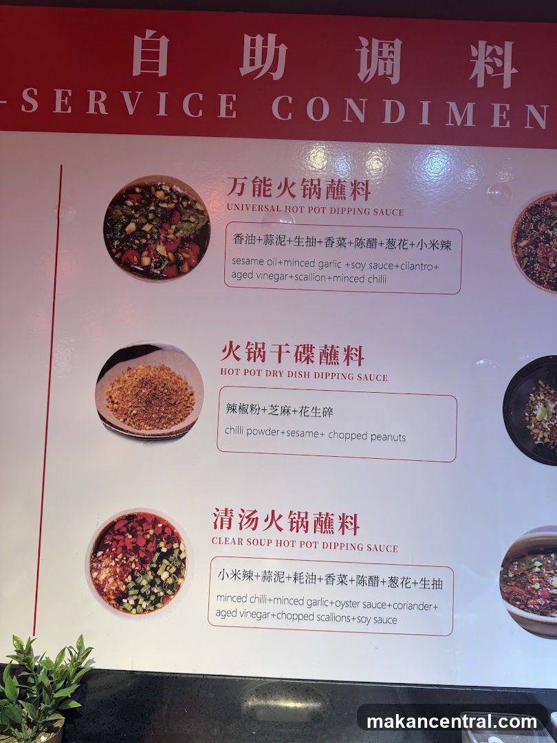 Service Condiments Menu