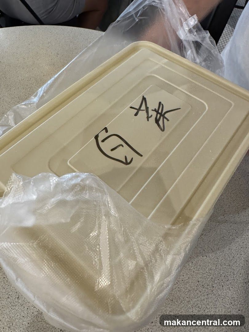 Food container with handwritten label