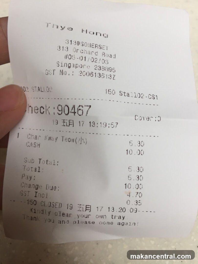 Receipt from Thye Hong