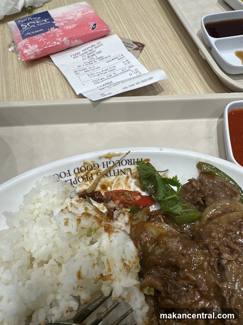 Food and Receipt on Tray