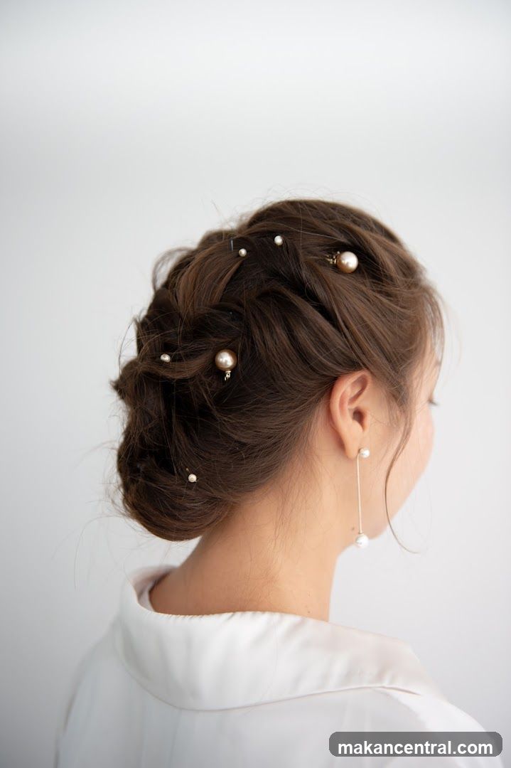 Hair styling with pearl accessories