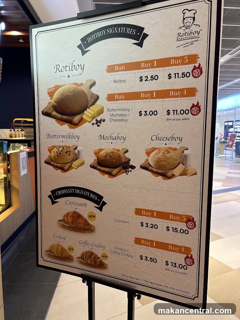Rotiboy Bakeshop Menu Board