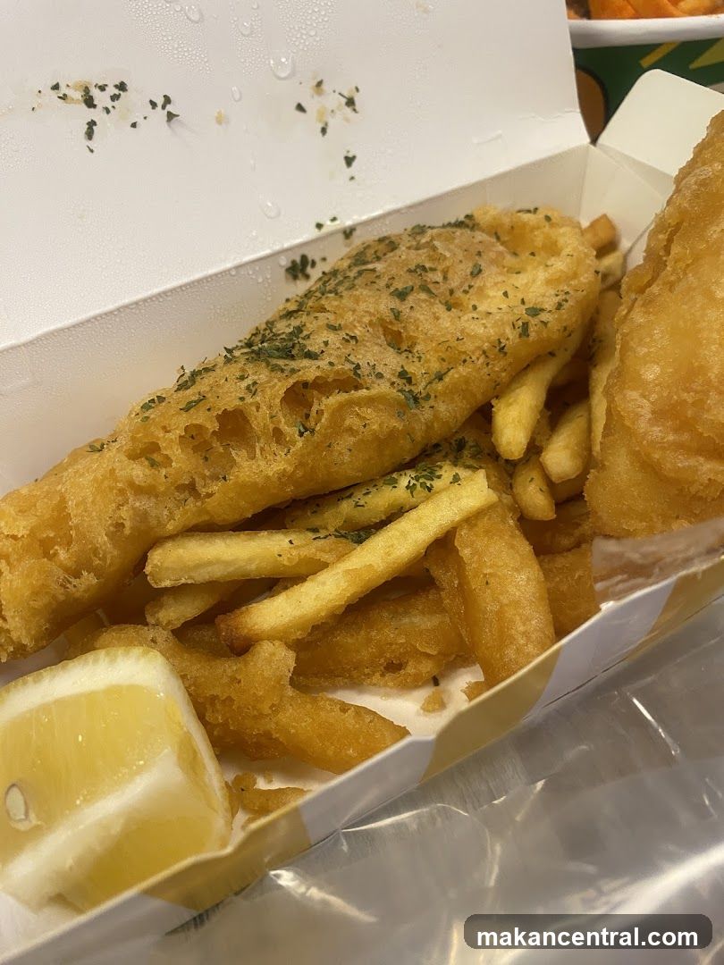 Fish and chips with lemon