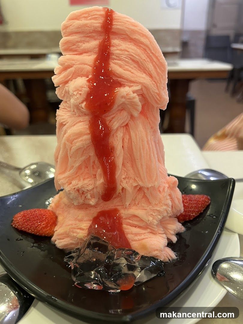 Strawberry shaved ice dessert