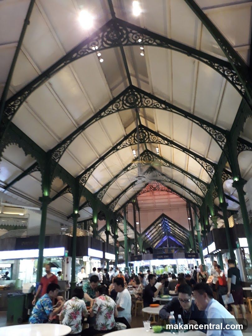 Indoor food court with ornate ceiling structure