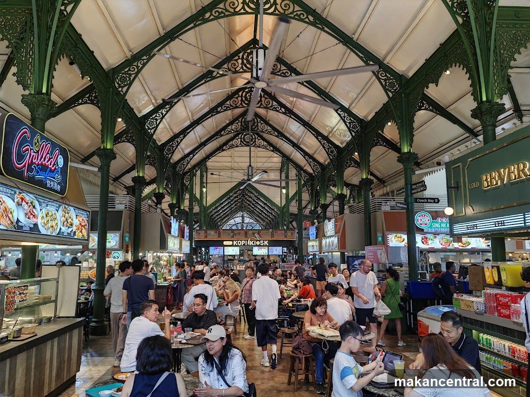 Interior of a bustling food court