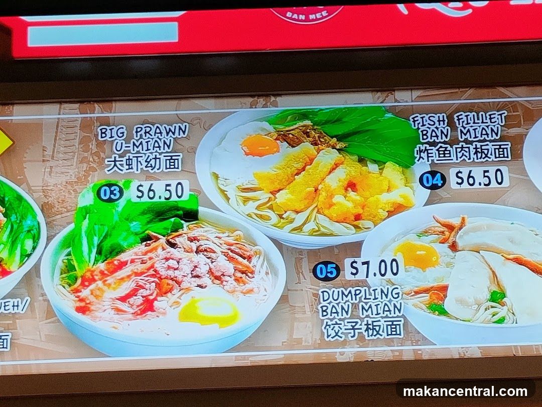 Ban Mee Menu Display