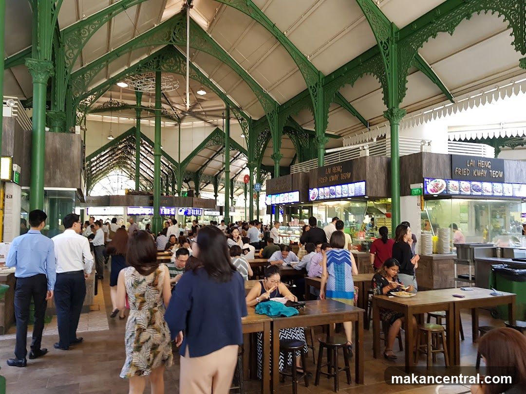 Interior of a bustling food court