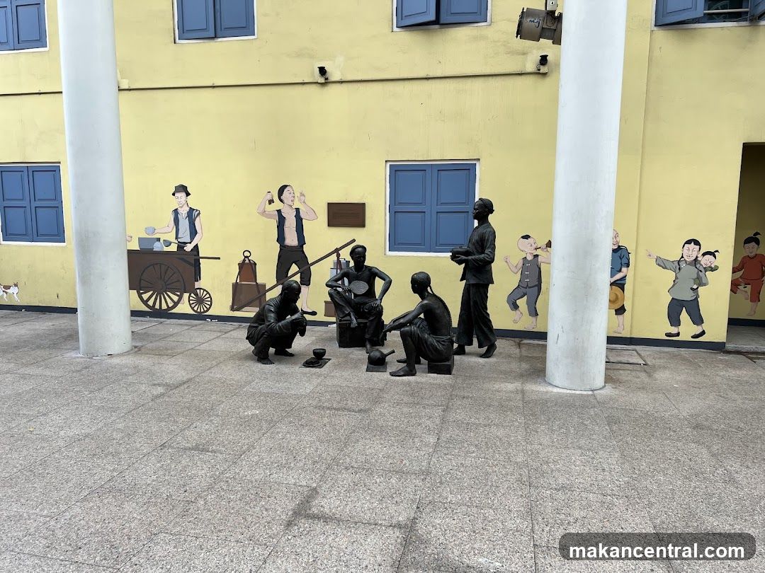 Outdoor Sculpture Display with Mural Background