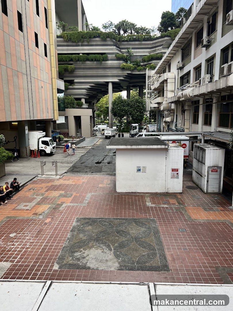 Urban courtyard with multi-level greenery