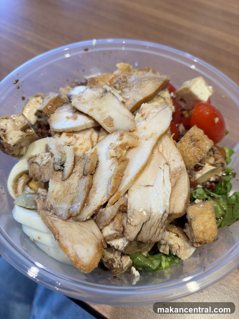 Salad in plastic bowl