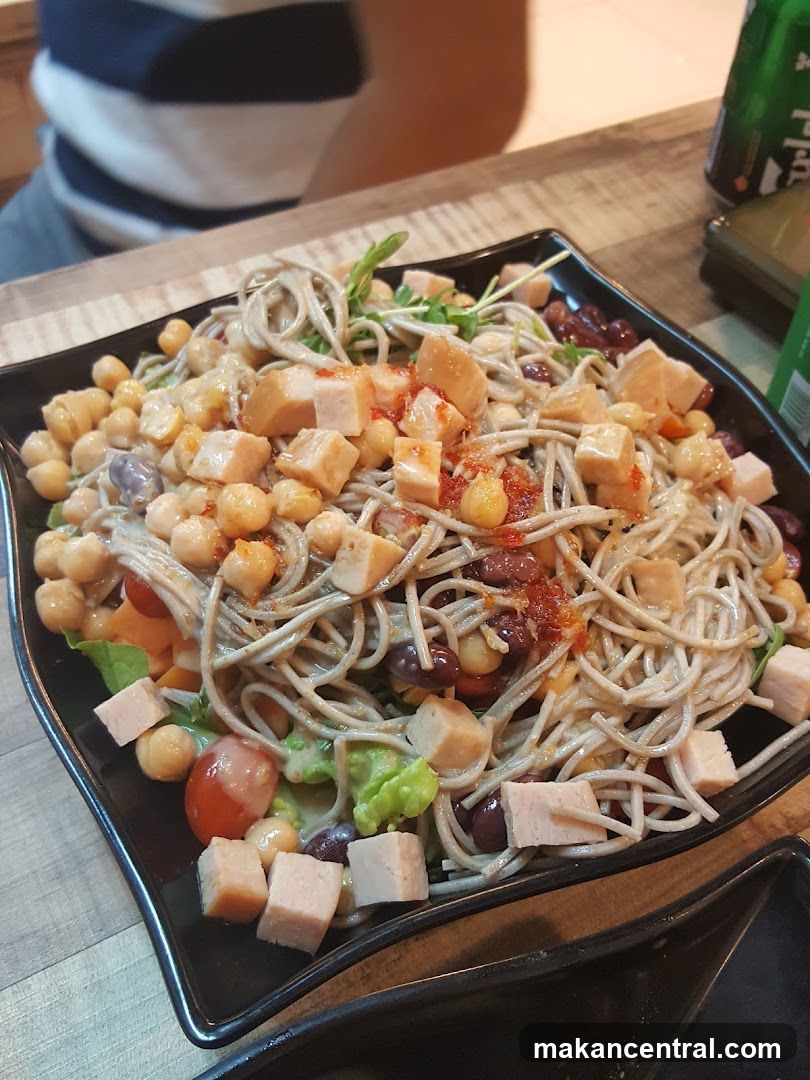 Salad on black plate