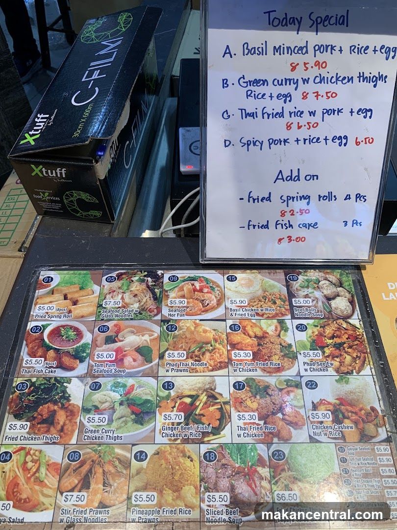 Thai Food Menu with Today's Specials