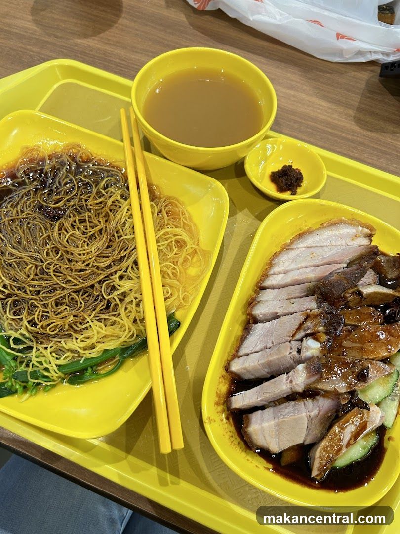 Food served on yellow tray