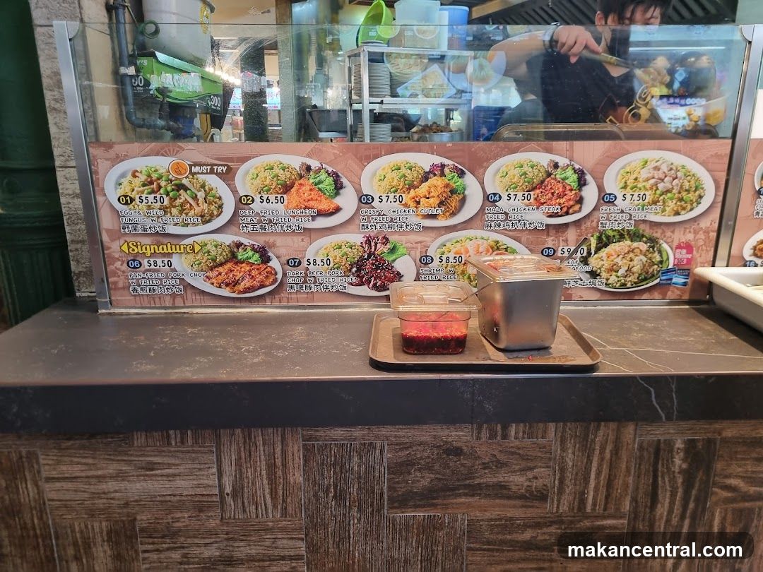 Food stall counter with menu board