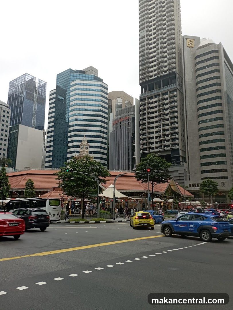 Urban street scene with modern buildings and traffic