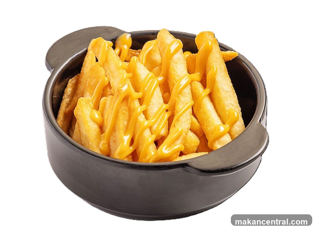 Cheese Fries in Black Bowl