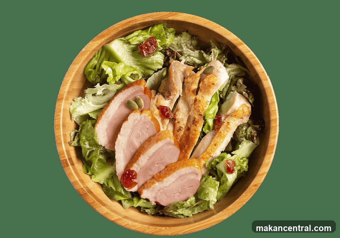 Salad in wooden bowl
