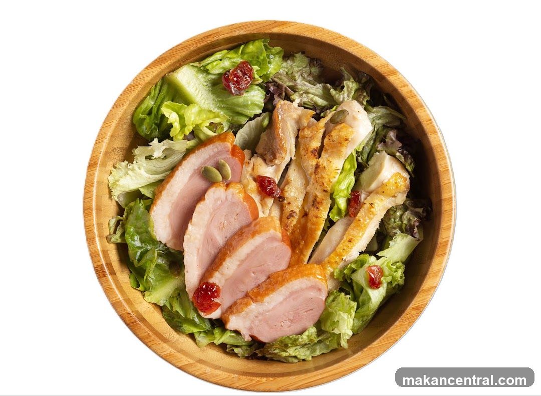 Salad in wooden bowl