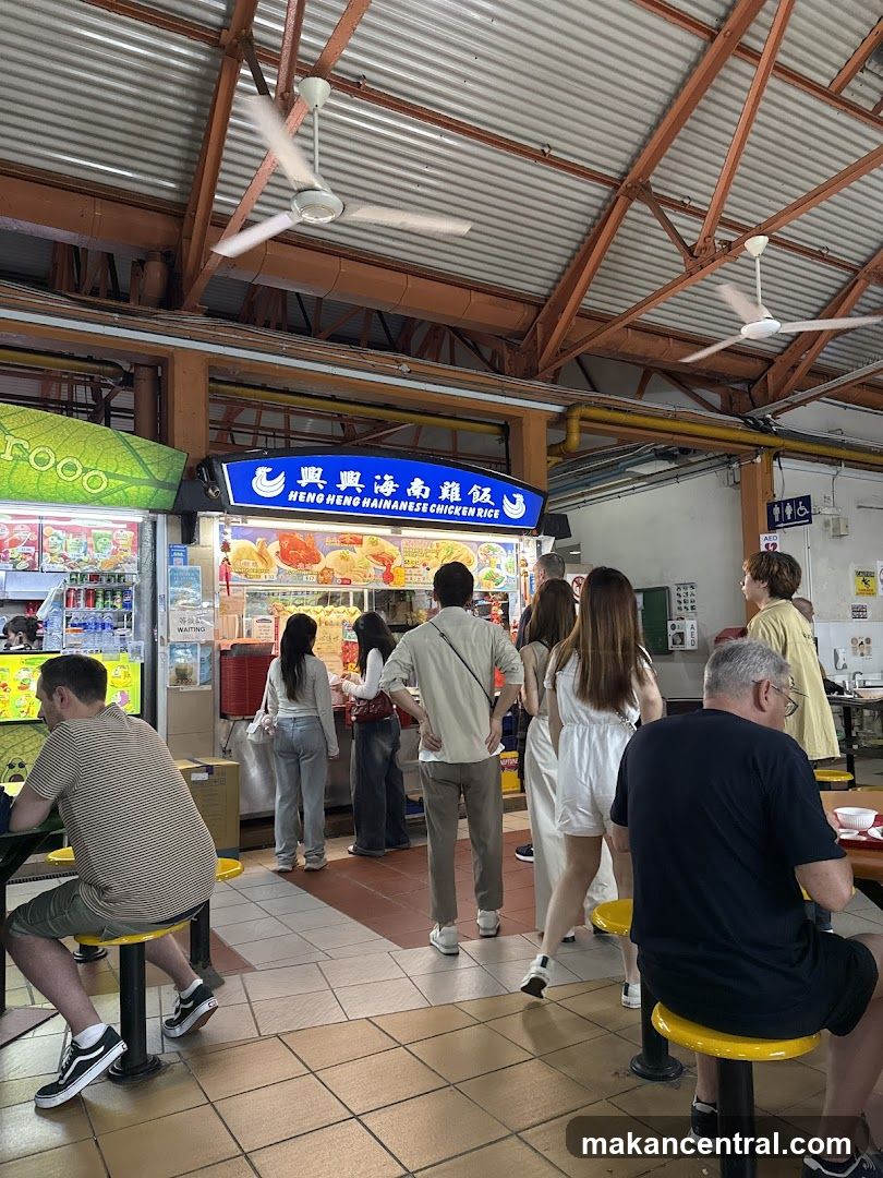 Food court interior with Heng Neng Hainanese Chicken Rice stall