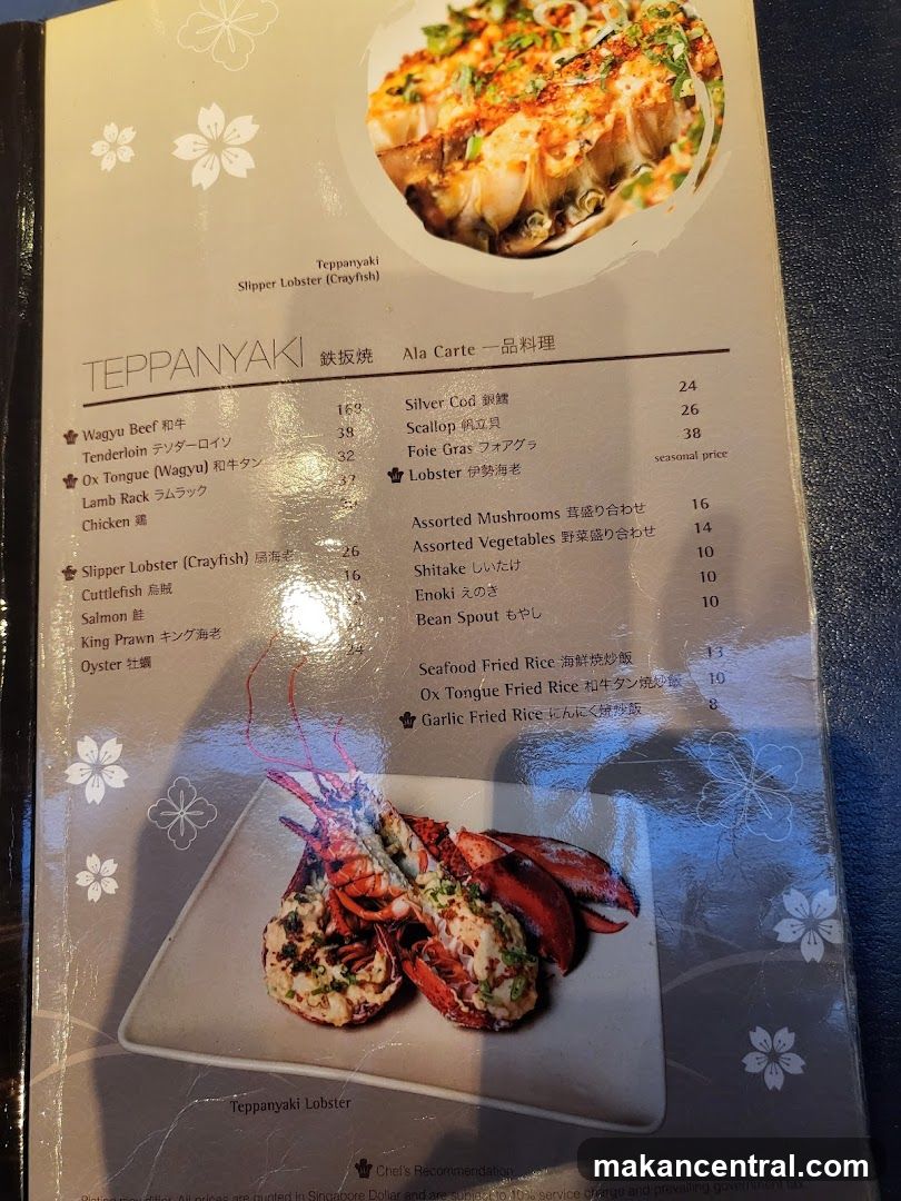 Teppanyaki Menu