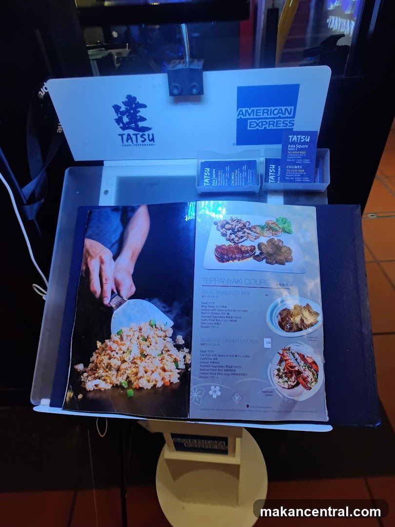 TATSU Sushi Teppanyaki Menu Display