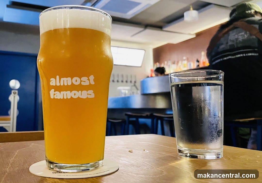 Beer and water at a bar