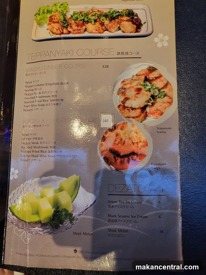 Teppanyaki Course Menu