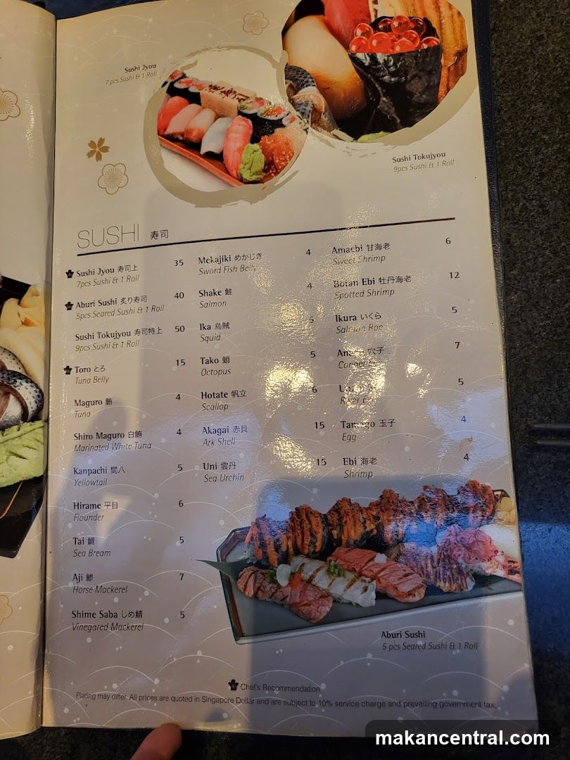 Sushi Menu