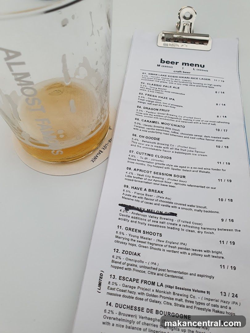 Beer Menu and Glass