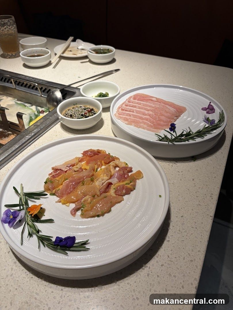 Restaurant Interior with Sliced Meat Plates