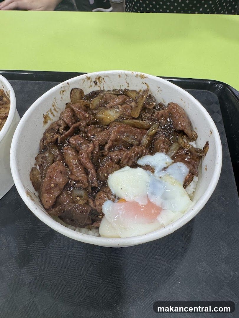 Bowl of beef and egg rice
