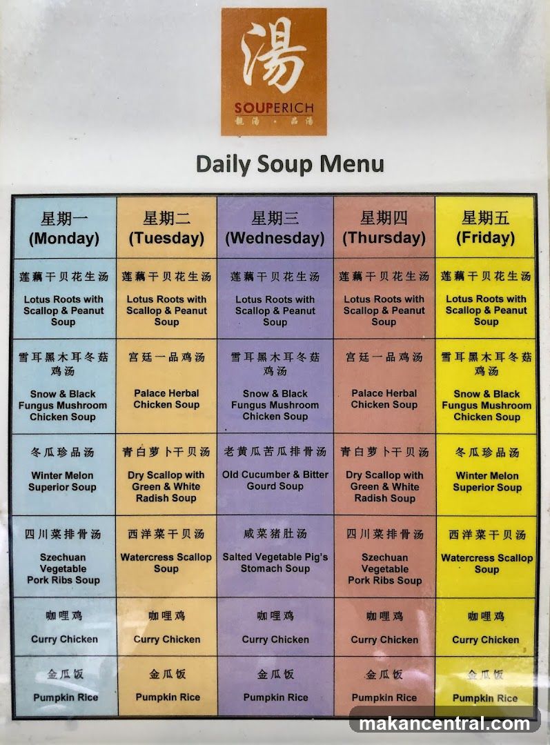 Daily Soup Menu at Souperich