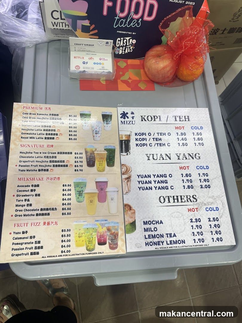 Coffee and Tea Menu at a Beverage Stall