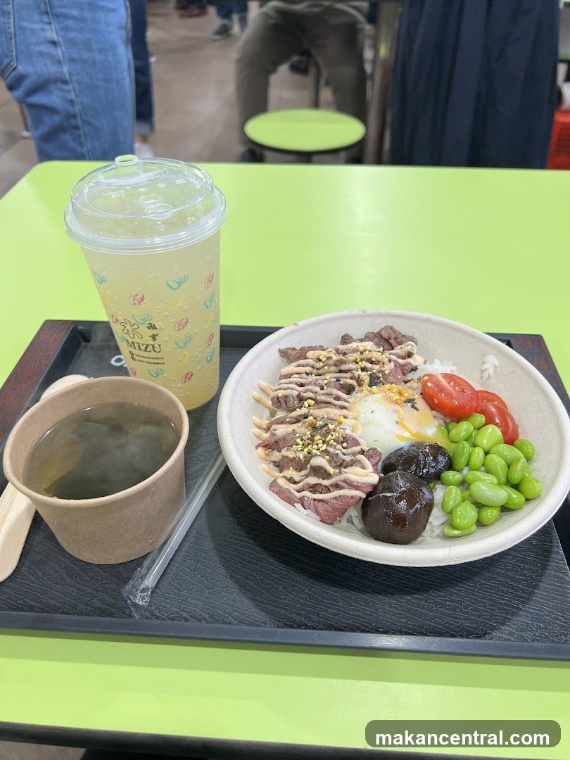 Food and Drink on a Tray at a Food Court