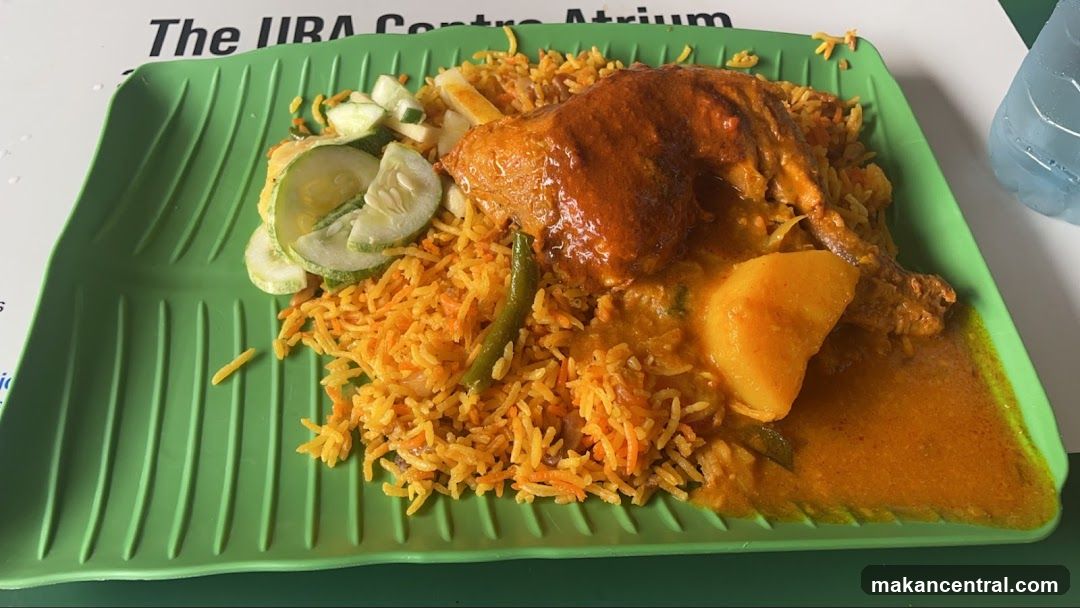 Food served on green plate