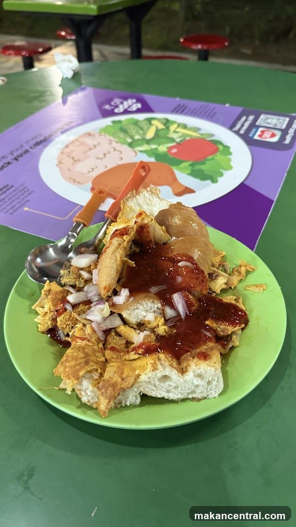 Food at outdoor seating area