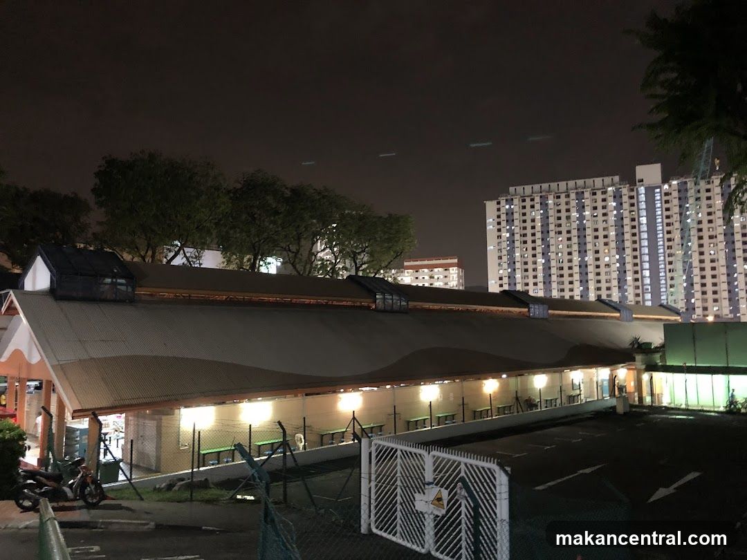 Nighttime exterior view of a building complex