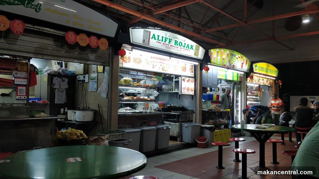 Nighttime food court interior