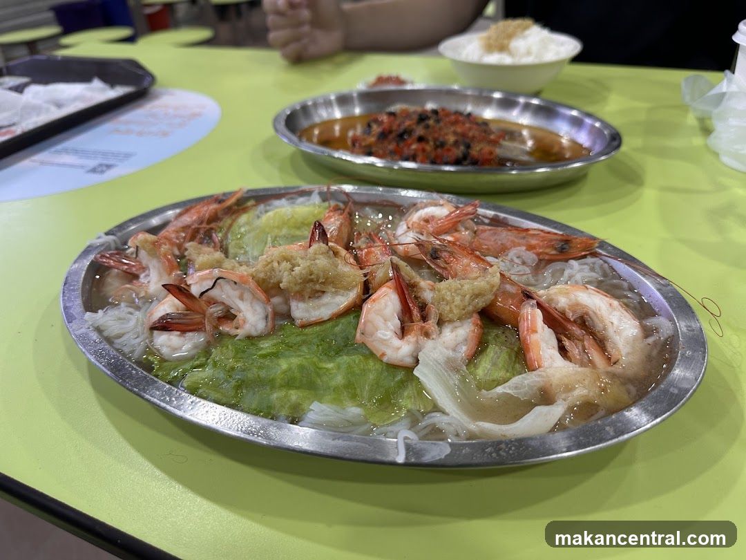 Food at a dining table