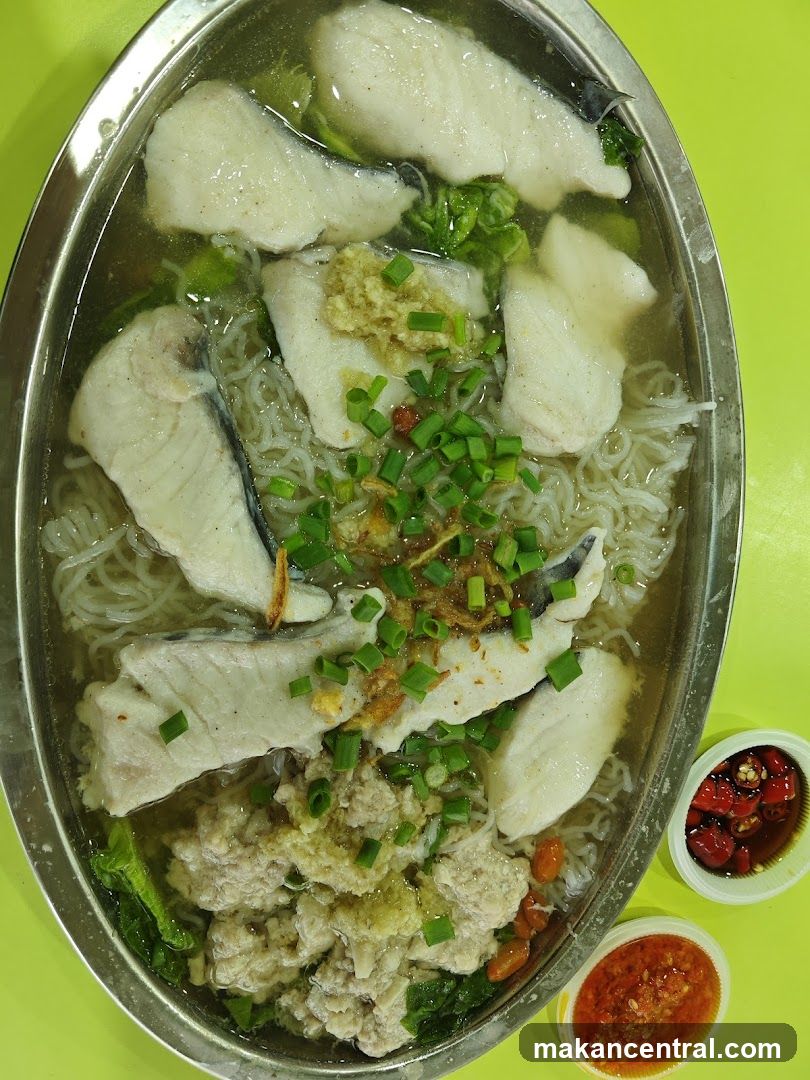 Fish Noodle Dish with Side Sauces