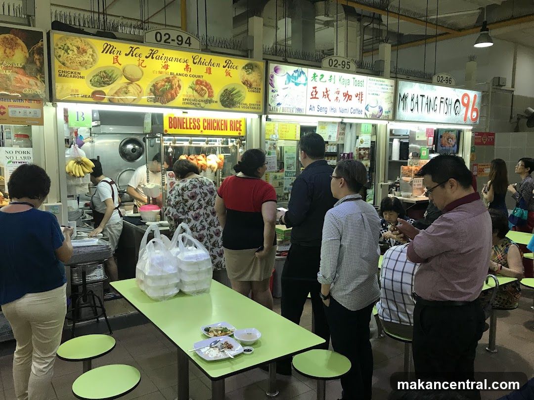 Food court interior with multiple stalls
