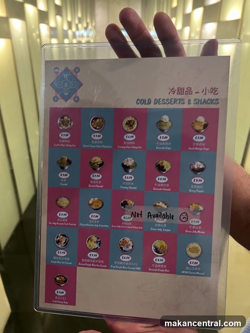 Cold Desserts & Snacks Menu