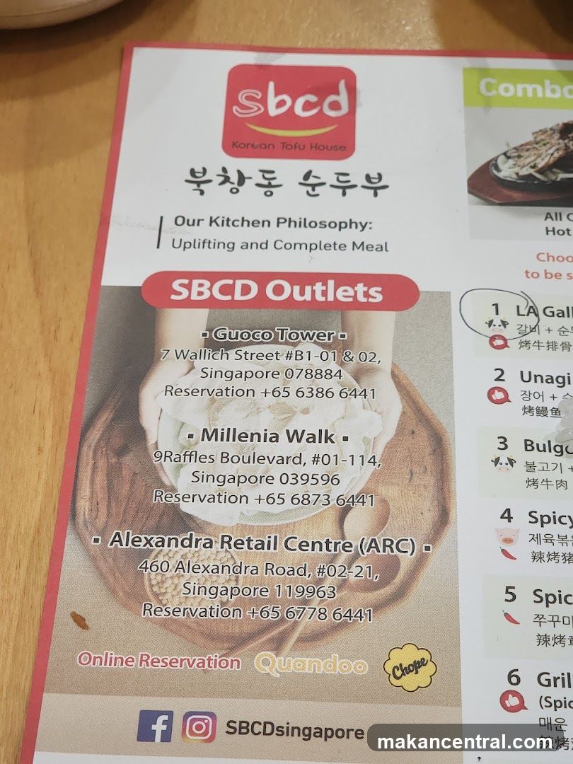 SB CD Korean Tofu House Outlet Information Sheet
