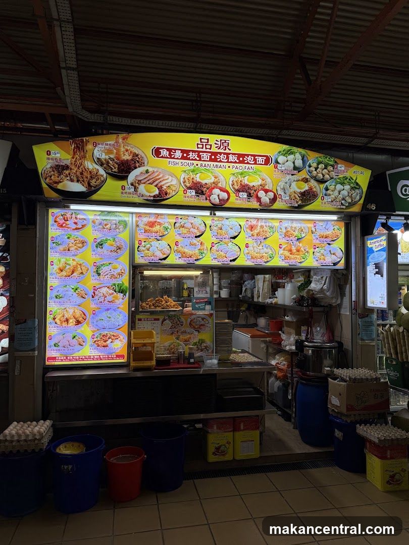 Food stall interior with menu boards